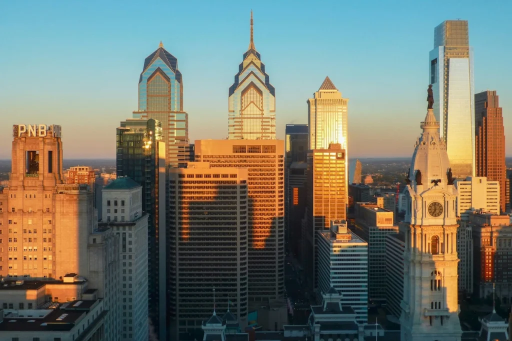 Filadelfia en el día desde nueva york nymyway
